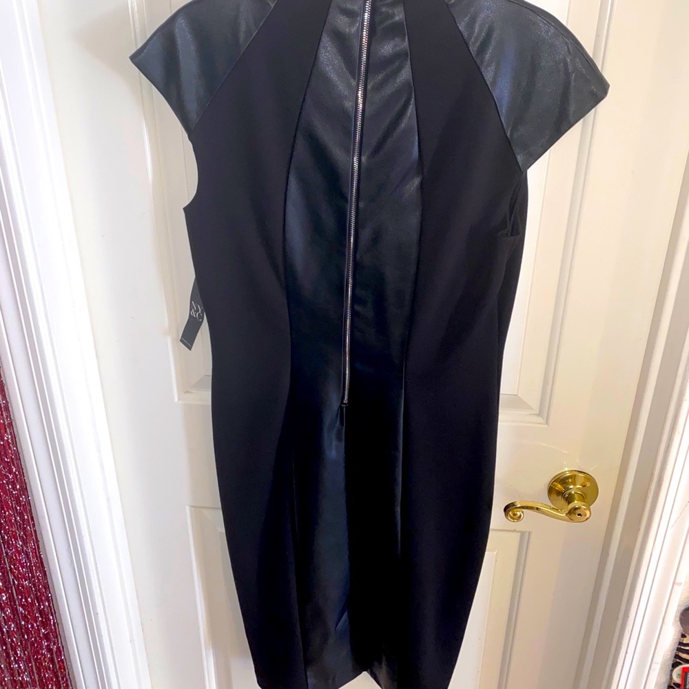 Black Vegan leather midi dress